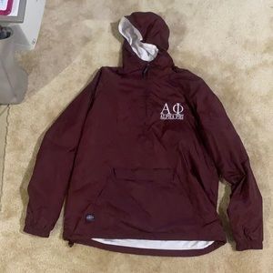 Maroon Alpha Phi wind jacket
